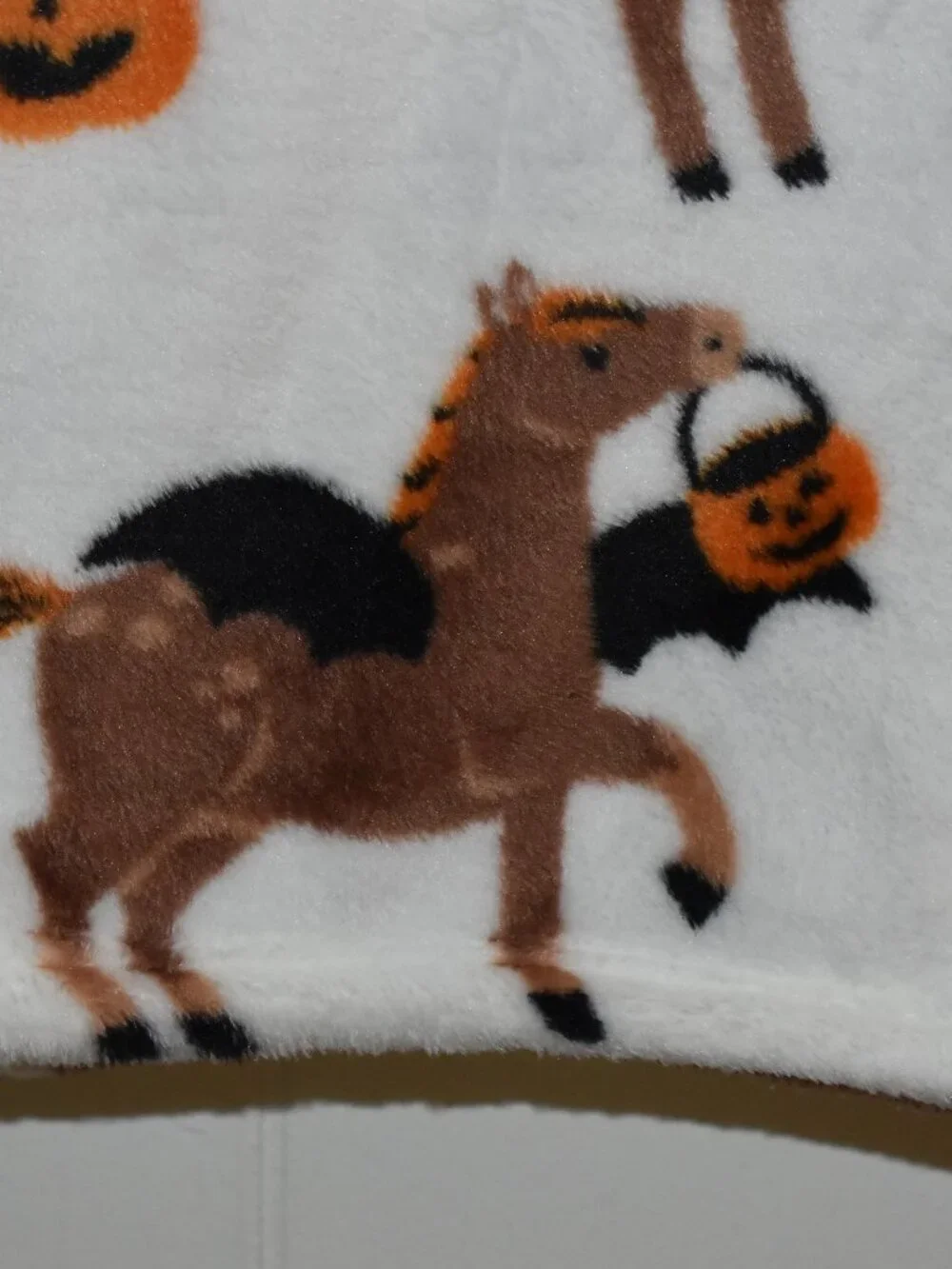 Halloween Costume Horse Bats Jack O Lantern Velvet Plush Fleece Throw Blanket